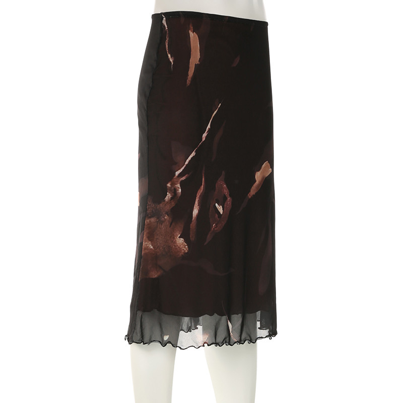 Cuteandpsycho Estetske ravne suknje s cvjetnim printom Y2K Vintage 90-ih Slatke ženske donje hlače Ležerna Harajuku Chic Grunge odjeća