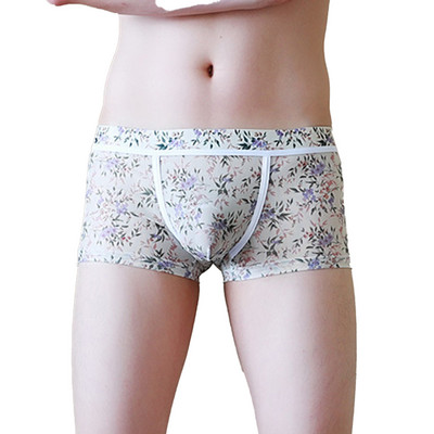 Bărbați Sexy Scrotum Bulge Boxer Slip Chiloți Transparenti Pantaloni scurți U Convex Husă Lenjerie de corp Chiloți respirabili