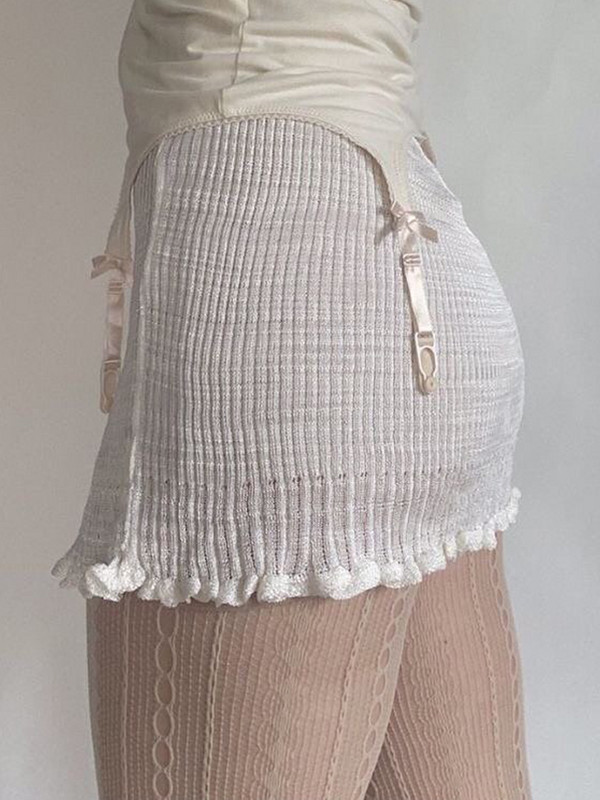 Rapcopter y2k fehér kötött mini szoknyák balettcore aranyos karcsú szabás vékony harajuku koreai elegáns esztétikus ceruza szoknya ünnepi ruha