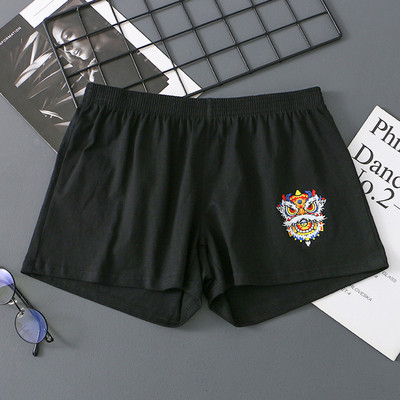 Muške Lion Dance Pattern Pamučno donje rublje Smiješne gaćice Široke bokserice Kratke hlače Meke strelice Hlače za mlade Prozračne gaće