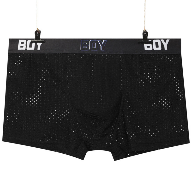 Pánske sexy boxerky, domáce šortky, sieťované priedušné super elastické boxerky, mužské mieškové vydutie, erotické boxerky, konvexné vrecko