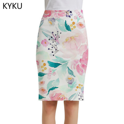 KYKU prekės ženklo gėlių sijonai moteriški meniniai sarafanai spalvingi 3d sijonai Harajuku seksualūs moteriški sijonai moteriški vintažiniai šaunios mados megzti