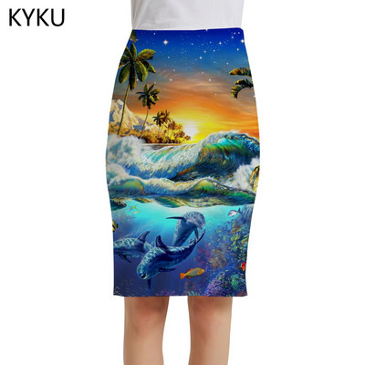 KYKU prekės ženklo gėlių sijonai moteriški meniniai sarafanai spalvingi 3d sijonai Harajuku seksualūs moteriški sijonai moteriški vintažiniai šaunios mados megzti