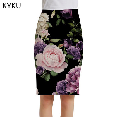 KYKU prekės ženklo gėlių sijonai moteriški meniniai sarafanai spalvingi 3d sijonai Harajuku seksualūs moteriški sijonai moteriški vintažiniai šaunios mados megzti