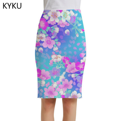 KYKU prekės ženklo gėlių sijonai moteriški meniniai sarafanai spalvingi 3d sijonai Harajuku seksualūs moteriški sijonai moteriški vintažiniai šaunios mados megzti