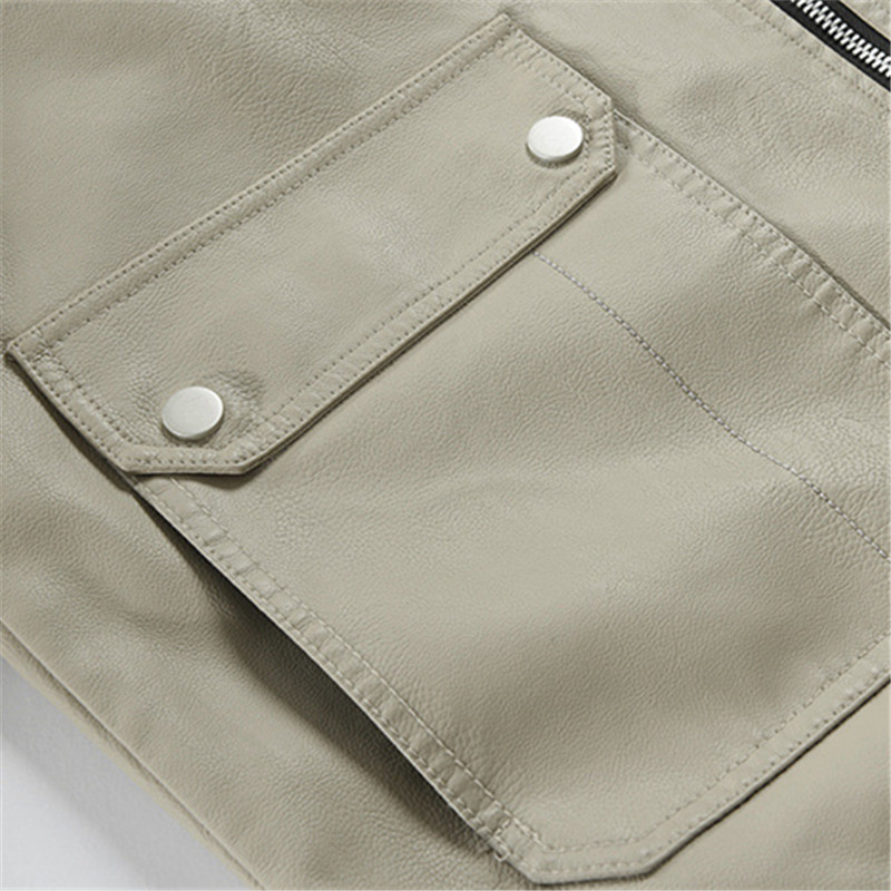 Jesen Zima Muška kožna jakna Ležerna motociklistička gornja odjeća Samostojeći ovratnik Pu kožni kaput Muške modne patchwork jakne s patentnim zatvaračem