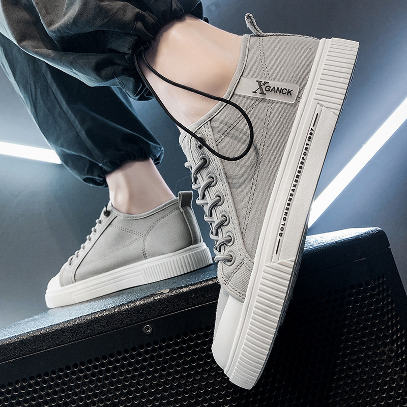 Adidași casual pentru bărbați, cu vârf rotund, de primăvară, cu șireturi, la modă, solidi, în aer liber, anti-alunecare, confortabili, talpă moale, pantofi versatili pentru bărbați