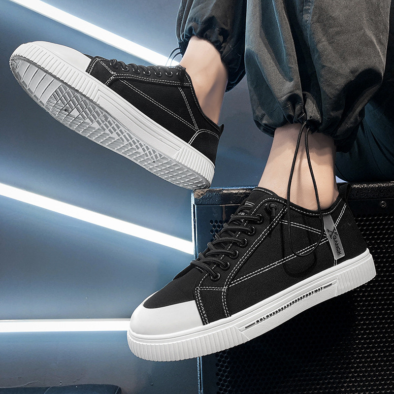 Adidași casual pentru bărbați, cu vârf rotund, de primăvară, cu șireturi, la modă, solidi, în aer liber, anti-alunecare, confortabili, talpă moale, pantofi versatili pentru bărbați