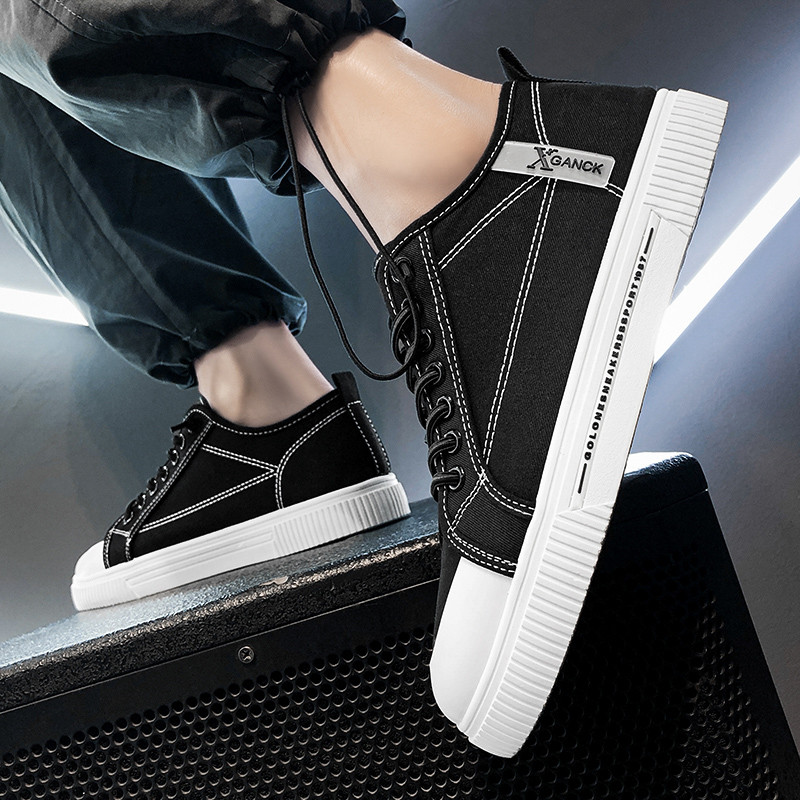 Adidași casual pentru bărbați, cu vârf rotund, de primăvară, cu șireturi, la modă, solidi, în aer liber, anti-alunecare, confortabili, talpă moale, pantofi versatili pentru bărbați