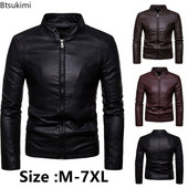 Nová pánska módna kožená bunda so stojacím golierom, jeseň/zima 2023, pevná, s dlhým rukávom, vysoko kvalitná pánska bunda Chaquetas Hombre