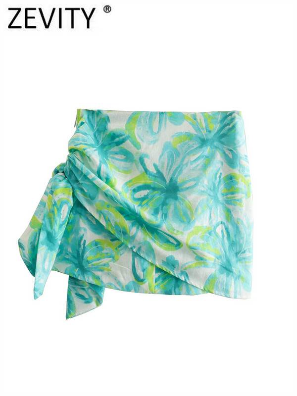 Zevity Ženska sarong suknja s tropskim cvjetnim uzorkom Faldas Mujer Ženski elegantni porub s patentnim zatvaračem Nepravilan kimono Vestido QUN1716