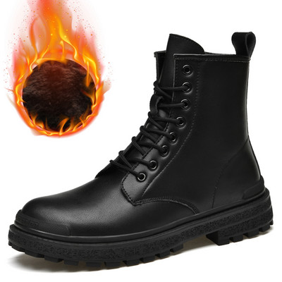 Muške vojne čizme Modne dizajnerske zimske čizme Muške cipele Britanski stil Kožne visoke čizme Homme Gležnjače Tople čizme za motocros