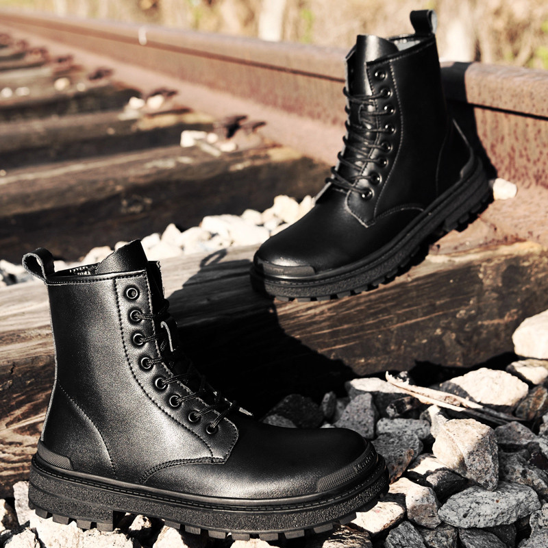 Muške vojne čizme Modne dizajnerske zimske čizme Muške cipele Britanski stil Kožne visoke čizme Homme Gležnjače Tople čizme za motocros