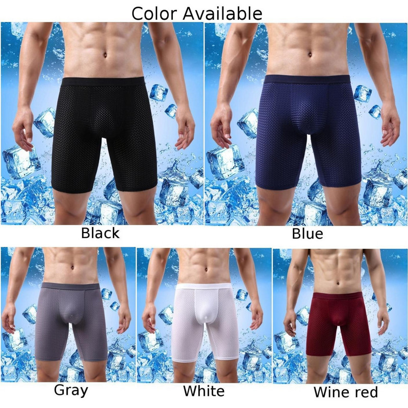 Ανδρικά σορτς μπόξερ από μεταξωτό πάγο με διχτυωτό εσώρουχο αναπνεύσιμο σώβρακο Quick Dry Lengthening Wear Resistant Boxers σλιπ