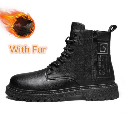 Cizme noi 2022 pentru bărbați Cizme cu instrumente britanice coreene înalte, pantofi la modă, toamnă iarnă, cu fermoar lateral, cizme militare