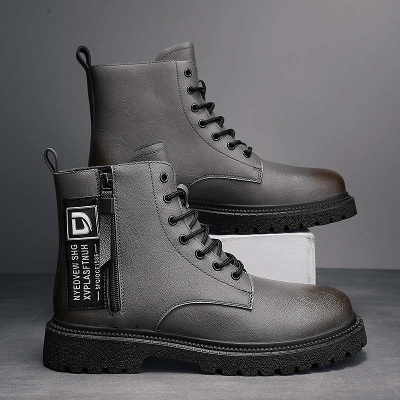 Cizme noi 2022 pentru bărbați Cizme cu instrumente britanice coreene înalte, pantofi la modă, toamnă iarnă, cu fermoar lateral, cizme militare