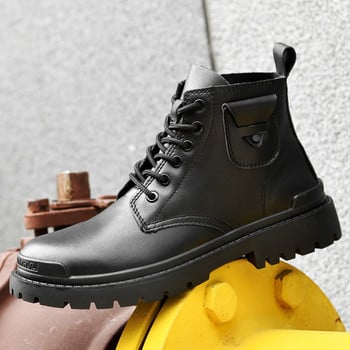 Χειμερινές μπότες πλατφόρμας Ανδρικά Μόδα Μαύρα Μποτάκια Αστραγάλου 2022 Μπότες για περπάτημα εξωτερικού χώρου Man New College Casual Παπούτσια Απαλά άνετα