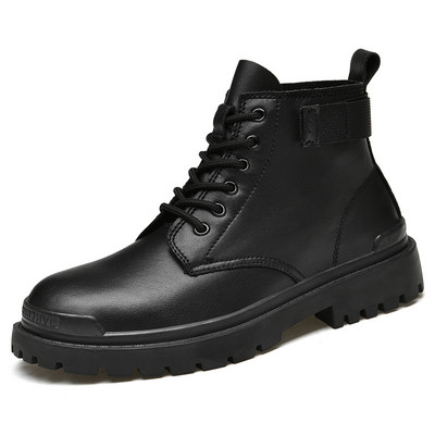 Cizme cu platformă de iarnă pentru bărbați, la modă, cizme negre, 2022, pentru turism în aer liber, cizme de mers, pantofi casual, moale, confortabili