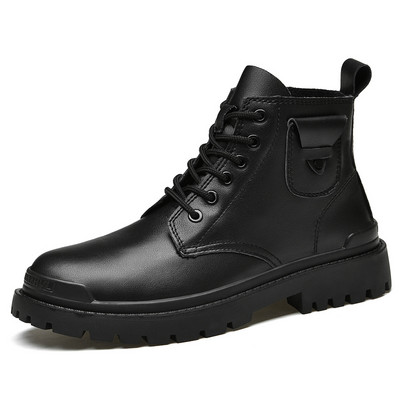Cizme cu platformă de iarnă pentru bărbați, la modă, cizme negre, 2022, pentru turism în aer liber, cizme de mers, pantofi casual, moale, confortabili