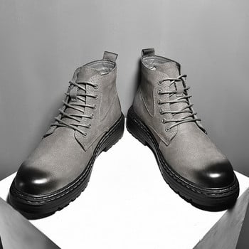 Нови мъжки есенни зимни ботуши Anker от кожа Мъжки маратонки класически ботуши за мотокрос Ежедневни кожени обувки с връзки