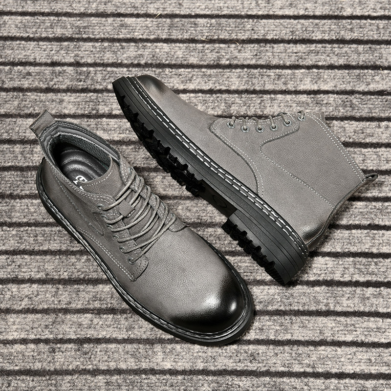 Cizme Anker pentru bărbați, toamnă iarnă, pantofi pentru bărbați din cizme de motocross clasice cu pantofi casual din piele cu șireturi