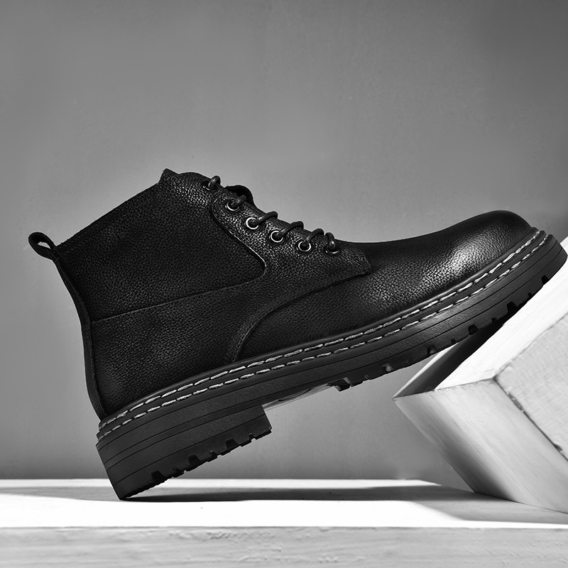 Cizme Anker pentru bărbați, toamnă iarnă, pantofi pentru bărbați din cizme de motocross clasice cu pantofi casual din piele cu șireturi