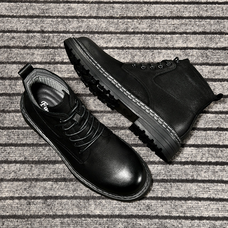 Cizme Anker pentru bărbați, toamnă iarnă, pantofi pentru bărbați din cizme de motocross clasice cu pantofi casual din piele cu șireturi