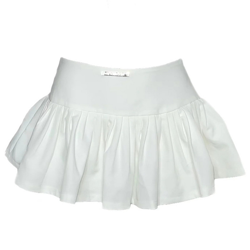 Γυναικεία πλισέ φούστα 2022 Ενήλικες Casual Χαμηλό μονόχρωμη φούστα με φόδρα (λευκό) SL