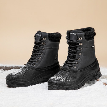 Νέες χειμερινές ανδρικές μπότες 2023 Ψηλά βαμβακερά παπούτσια Αδιάβροχα αντιολισθητικά ανδρικά δερμάτινα μποτάκια εξωτερικού χώρου Ζεστά παπούτσια πεζοπορίας