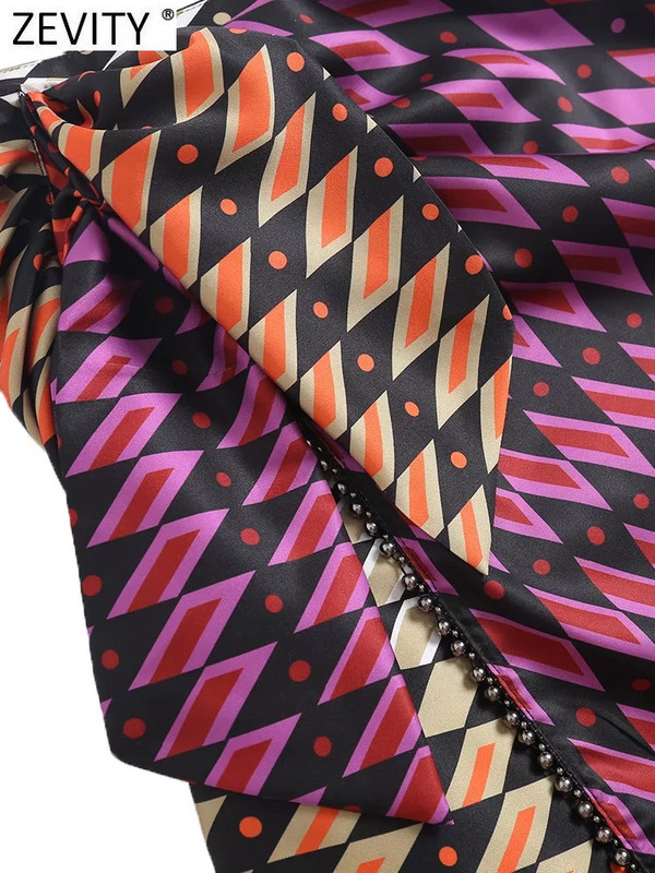 Zevity Ženske vintage sarong midi suknje s geometrijskim ispisom Faldas Mujer Ženske elegantne vestidos s patentnim zatvaračem QUN964