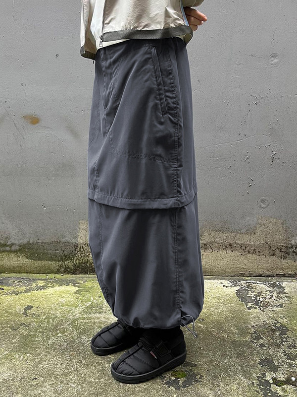 Rapcopter y2k pilki retro ilgi sijonai Prepply Baggy Cargo Patchwork Ruched Midi sijonai Moteriški gatvės aprangos kišenės Korėjietiški 90-ųjų sijonai