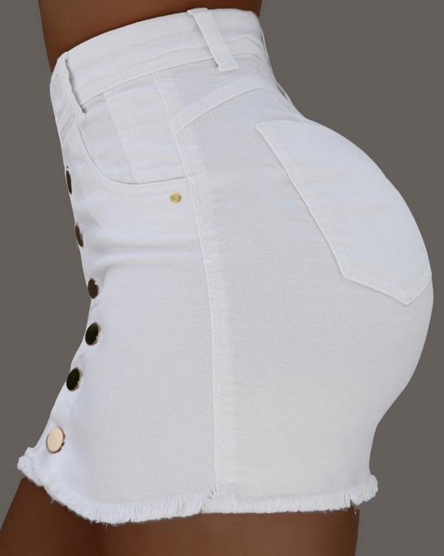 Seksi suknja za žene proljeće ljeto 2023. Mini uska ženska traper suknja s dugmadima i neobrađenim porubom