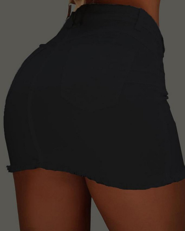 Seksi suknja za žene proljeće ljeto 2023. Mini uska ženska traper suknja s dugmadima i neobrađenim porubom