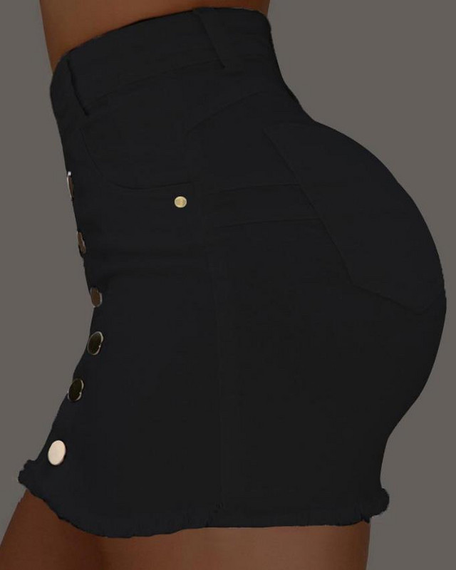 Seksi suknja za žene proljeće ljeto 2023. Mini uska ženska traper suknja s dugmadima i neobrađenim porubom