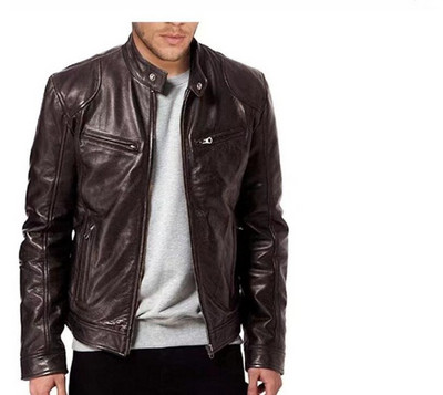 2023 Jachetă de piele pentru bărbați retro, la modă, slim Fit, cu guler PU, jachetă pentru bărbați, pentru motocicletă, cu fermoar, pentru locomotivă.