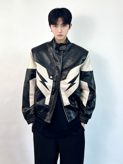 Mauroicardi proljeće jesen kratka pu kožna jakna boje marelice i crne patchwork muške jakne s patentnim zatvaračem i samostojećim ovratnikom luksuzna dizajnerska odjeća