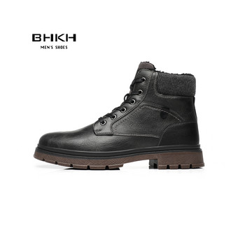 BHKH 2022 Χειμερινές ανδρικές μπότες Γούνες ζεστές μπότες αστραγάλου Αντιολισθητικά παπούτσια για χιόνι με κορδόνια ανδρικά casual ανδρικά παπούτσια