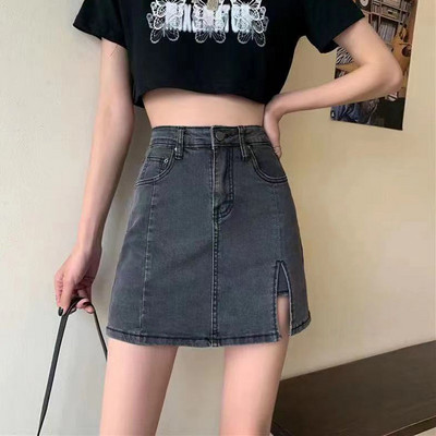 Lucyever Ženska traper suknja u korejskom stilu, seksi uske mini suknje protiv odsjaja, ženska ljetna jednobojna kratka suknja s visokim strukom