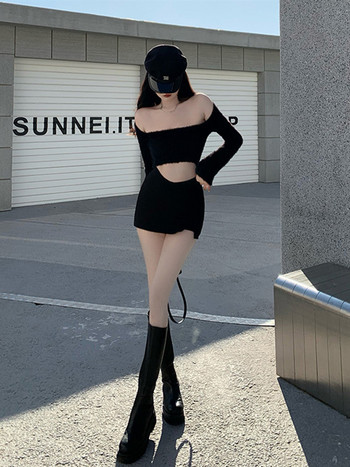 Μαύρες μίνι φούστες Γυναικείες Summer Sexy Club Slim Mid Waist Side Slit Vintage Ρετρό Γυναικεία πάρτι Μόδα σε γραμμή Α Σχέδιο Ακανόνιστο