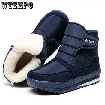 WTEMPO Зимни памучни обувки за мъже Удебелени плюшени неплъзгащи се черни сини ботуши Father Outdoor Fashion Нови топли туристически ботуши за сняг