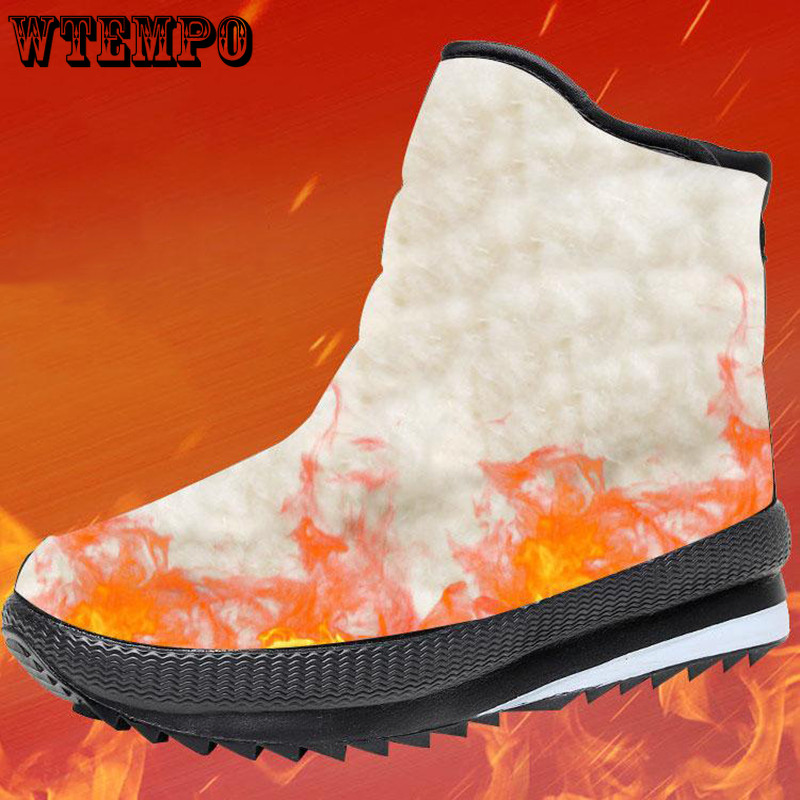 WTEMPO Zimske pamučne cipele za muškarce od podebljanog pliša, neklizajuće crne plave čizme Otac Outdoor Fashion Nove tople planinarske čizme za snijeg