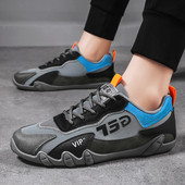 Pantofi bărbați de primăvară plasă cu șireturi ocazional modă anti-alunecare comod deodorant la modă 2023 pantofi vulcanizați pentru bărbați