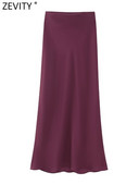 Zevity Moterų mada, vienspalvis, minkštas, minkštas, laisvas, plonas, ilgas sijonas Faldas Mujer, moteriškas, elegantiškas elastingas juosmuo Vestidos QUN5036