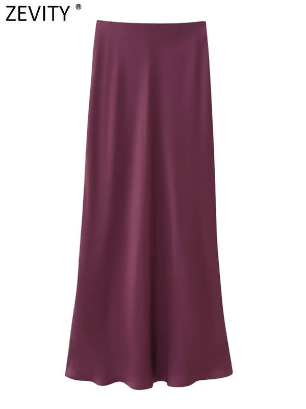 Zevity Moterų mada, vienspalvis, minkštas, minkštas, laisvas, plonas, ilgas sijonas Faldas Mujer, moteriškas, elegantiškas elastingas juosmuo Vestidos QUN5036