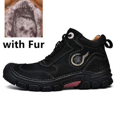 Nove gležnjače Muške čizme za snijeg Zimske tople muške cipele na vezanje 2022. Nove modne cipele Visoke vanjske cipele s alatom Brogue cipele