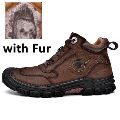 Nove gležnjače Muške čizme za snijeg Zimske tople muške cipele na vezanje 2022. Nove modne cipele Visoke vanjske cipele s alatom Brogue cipele