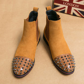 Nové pánske čižmy Chelsea Módne topánky Steel Head Pánske kožené čižmy Elegantná obuv pre mužov Osobný dizajn Pánske členkové čižmy