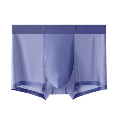 Besiūliai apatiniai Seksualūs Vyriški Ice Silk Bokserinės kelnaitės U išsipūtusios apatinės kelnaitės Stretch šortai lagaminai kvėpuojančios be pėdsakų kelnaitės