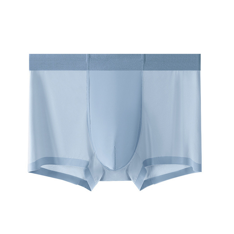 Besiūliai apatiniai Seksualūs Vyriški Ice Silk Bokserinės kelnaitės U išsipūtusios apatinės kelnaitės Stretch šortai lagaminai kvėpuojančios be pėdsakų kelnaitės