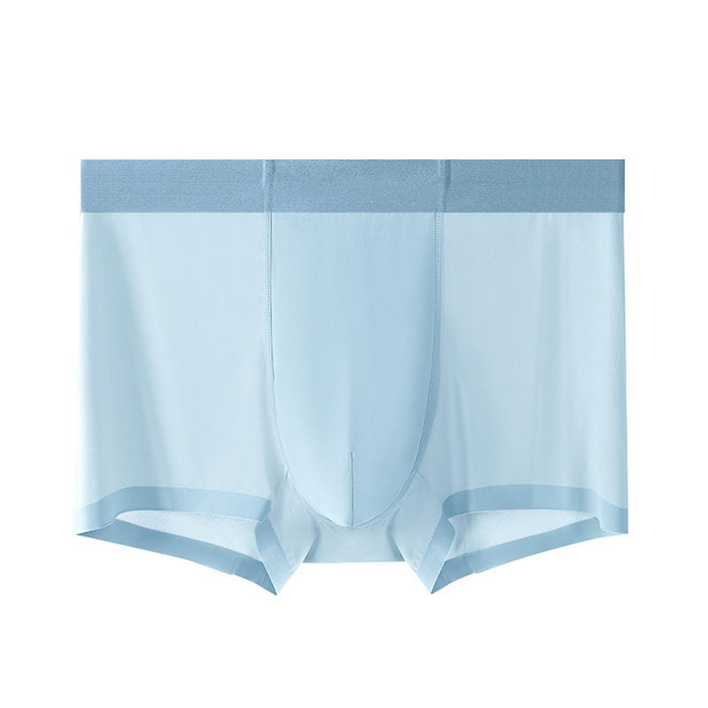 Besiūliai apatiniai Seksualūs Vyriški Ice Silk Bokserinės kelnaitės U išsipūtusios apatinės kelnaitės Stretch šortai lagaminai kvėpuojančios be pėdsakų kelnaitės